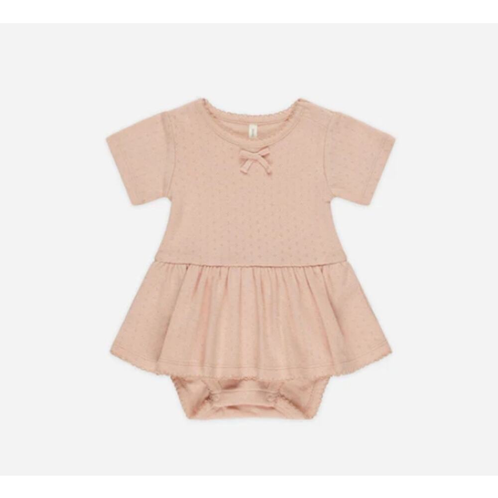 Quincy Mae Pointelle Skirted Onesie in Melon - Size 3-6 Months